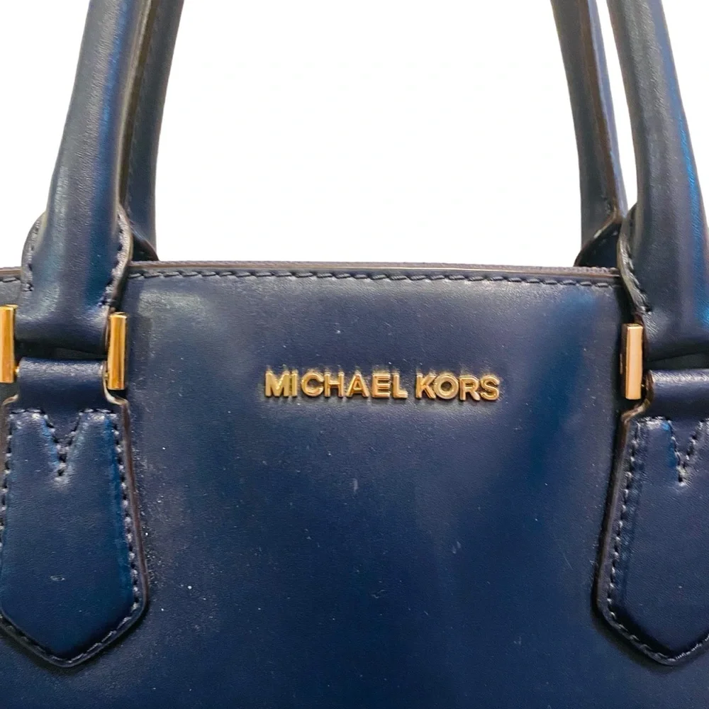 MICHAEL KORS Navy Blue Leather Carolyn Handbag